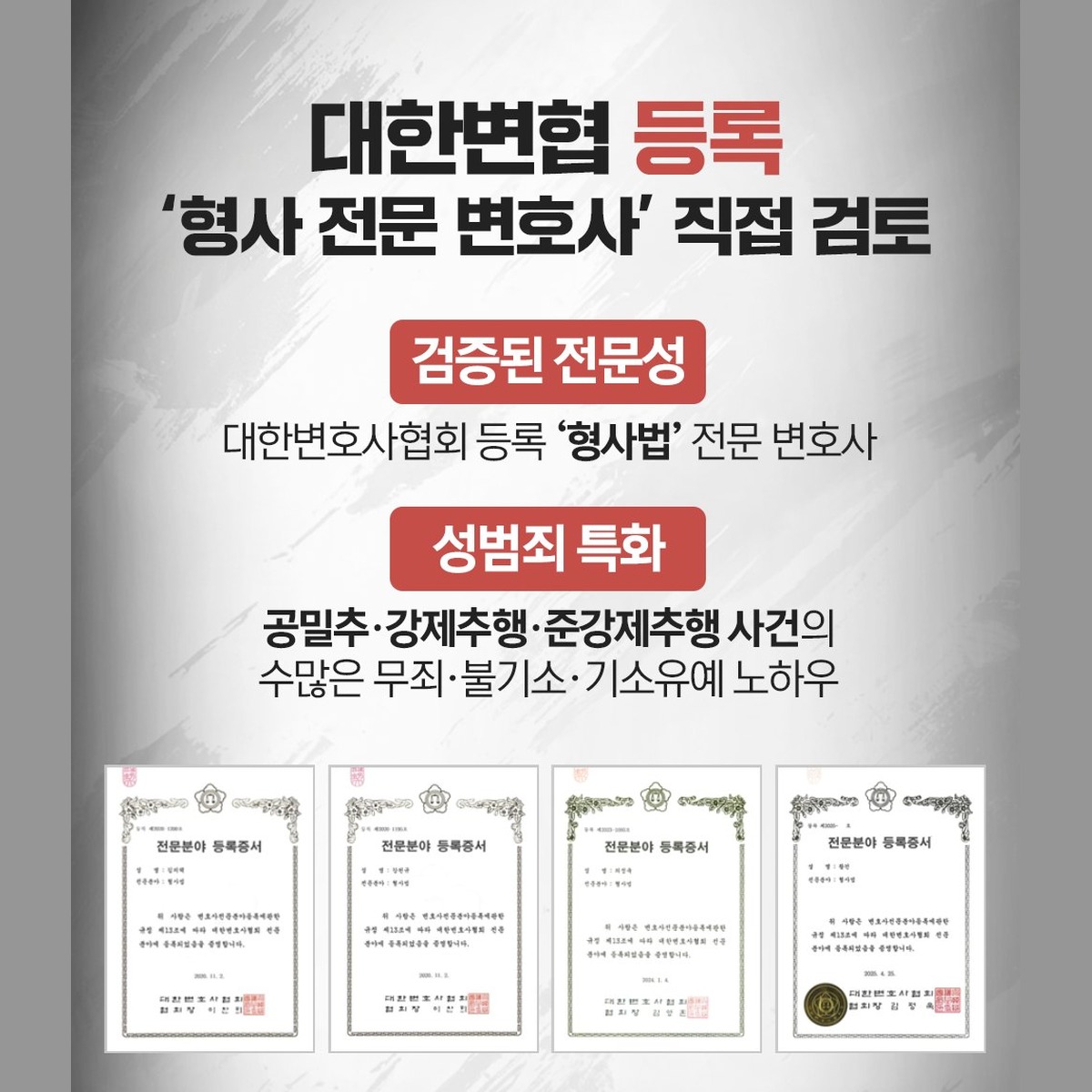 법무법인 성지파트너스 성범죄 업무 분야. 피해자 대리로 고소장 작성과 수사 단계 의견 제출을 맡습니다.